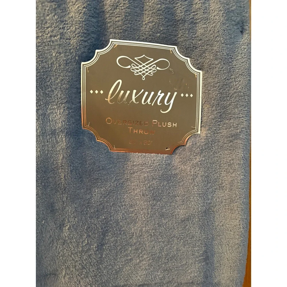 Luxury Oversized Plush Throw Blanket 60x80 Dusty Blue Soft Fleece 100% Polyester